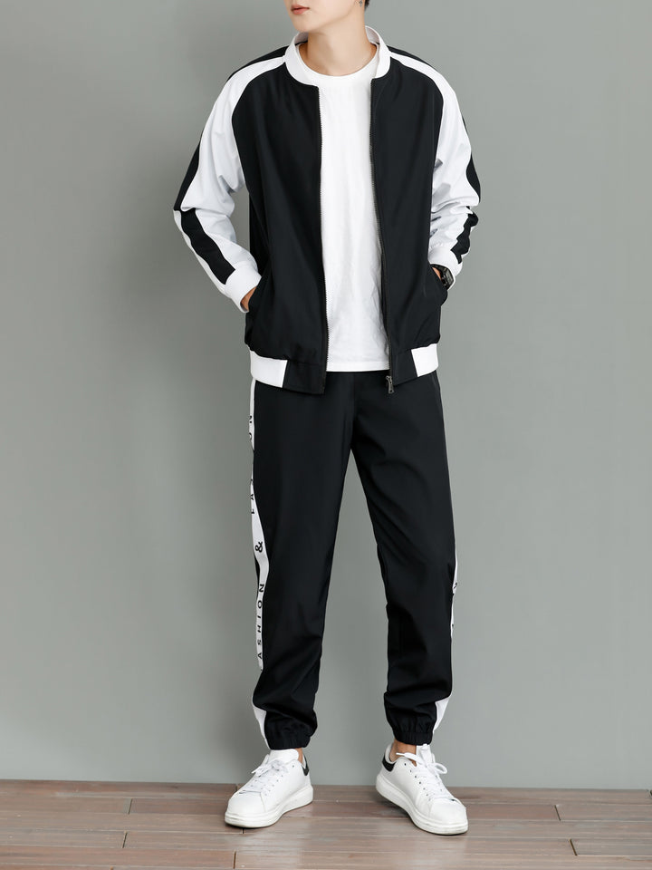 Casual Button Up Cotton Tracksuit Jacket with Pants for Men | Ideal for All Seasons