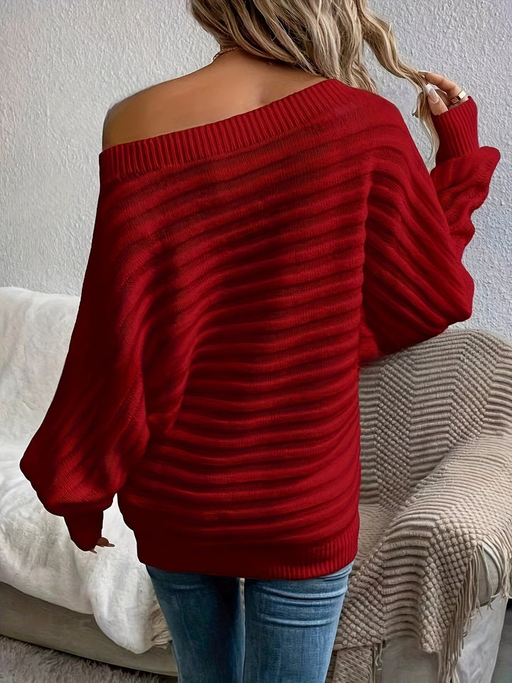 Casual Off Shoulder Wool Sweater with Comfy Design for Women | Ideal for Winter