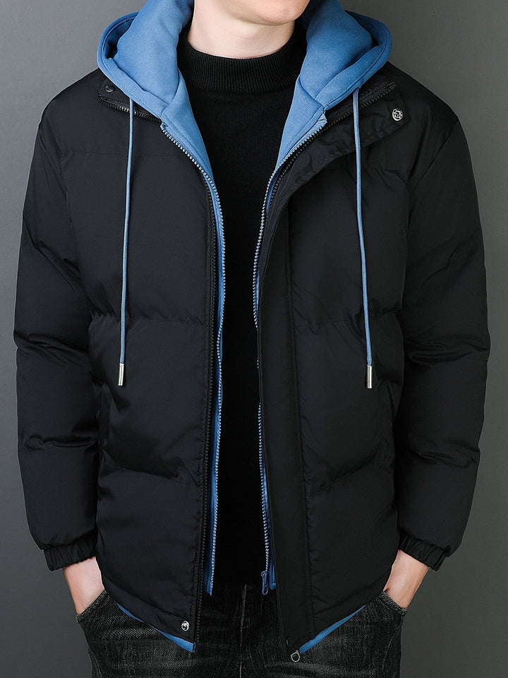 Casual Black Cotton Fake double padded Hooded Winter Jacket For Men | Ideal for Winter