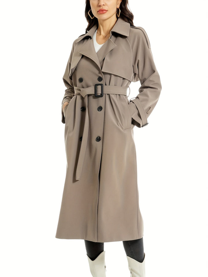 Women’s Elegant Plus Size Double Breasted Trench Coat | Ideal for Autumn/Winter