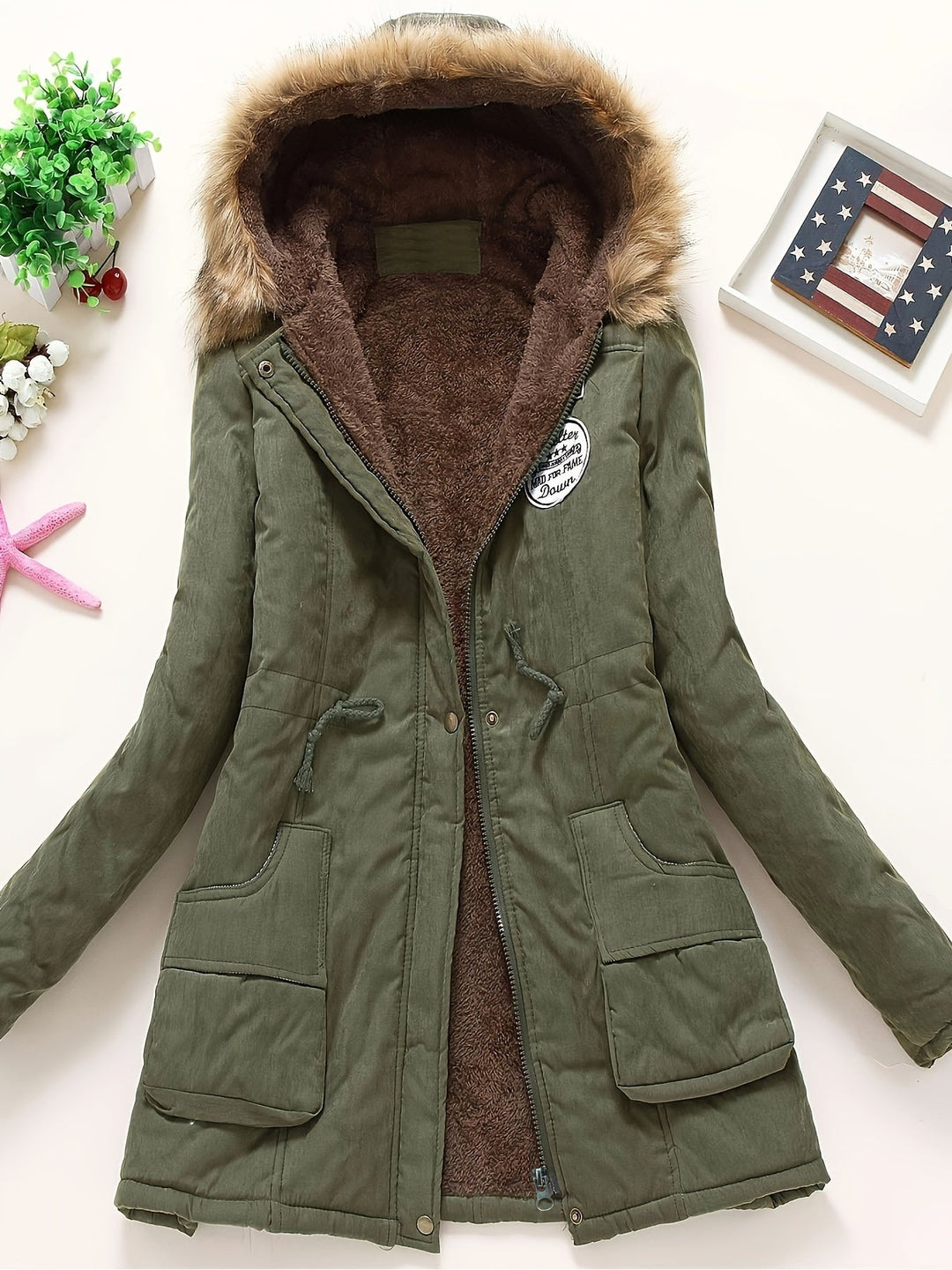 Stylish Warm Fleece Parka Winter Jacket with Vegan Fur for Women | Ideal for Winter