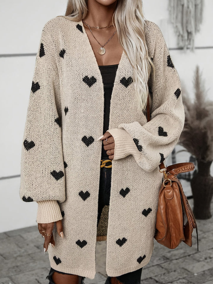 Stylish Heart Pattern Wool Knitwear Cardigan for Women | Ideal for Everyday Wear