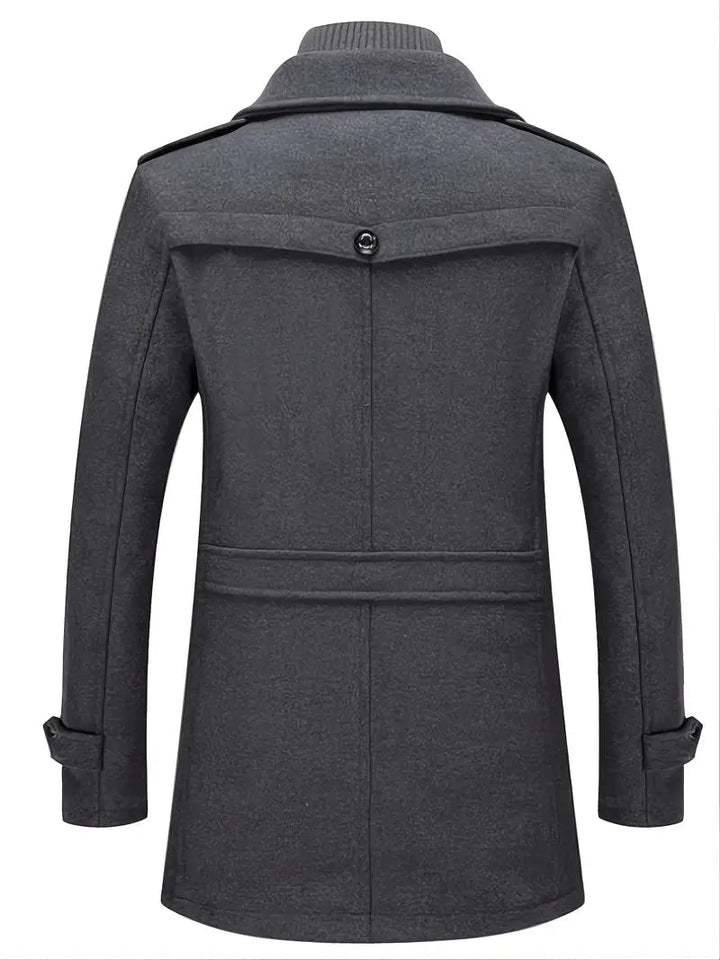 Casual Thick Woolen Coat With Zipper And Buttons For Men | Ideal for Winter