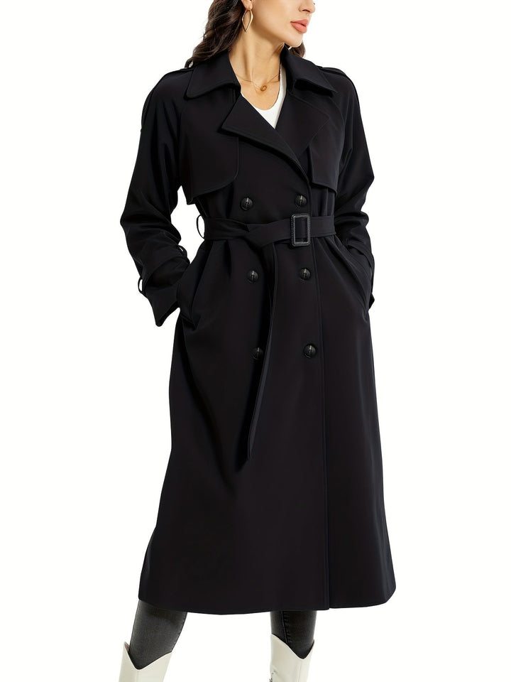 Women’s Elegant Plus Size Double Breasted Trench Coat | Ideal for Autumn/Winter