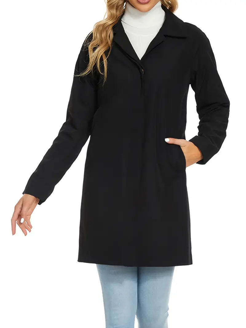 Women's Classic Solid Single-Breasted Trench Coat | Ideal for Autumn/Winter Everyday Wear