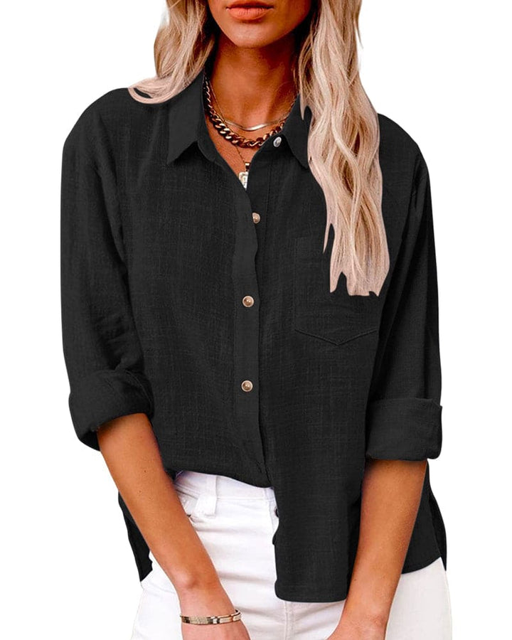 Chic Button Down Long Sleeve Linen Shirt | Perfect for Casual Days