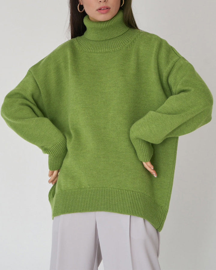 Elegant Oversized Cotton Turtleneck Sweater for Women | Perfect for Casual Days