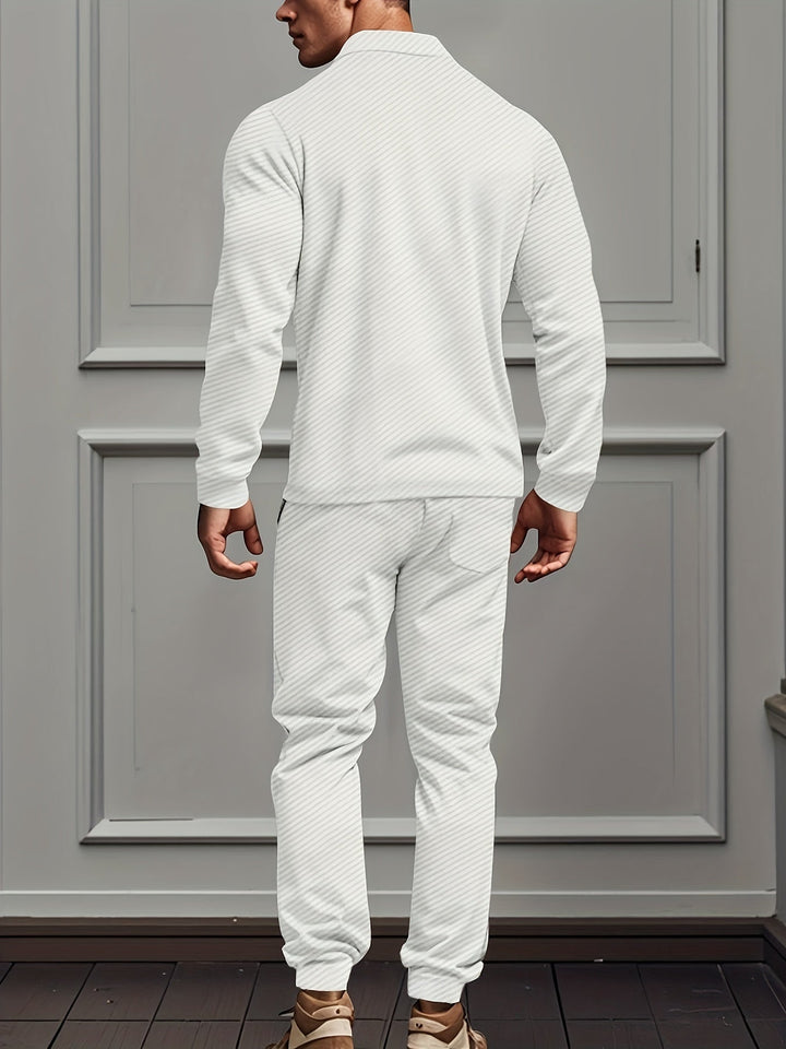 Casual Polyester Blend Knit Tracksuit with Jacket and Cotton Pants for Men | Ideal for All Seasons