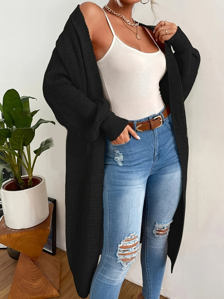 Casual Drop Shoulder Wool Duster Cardigan for Women | Perfect for Casual Days