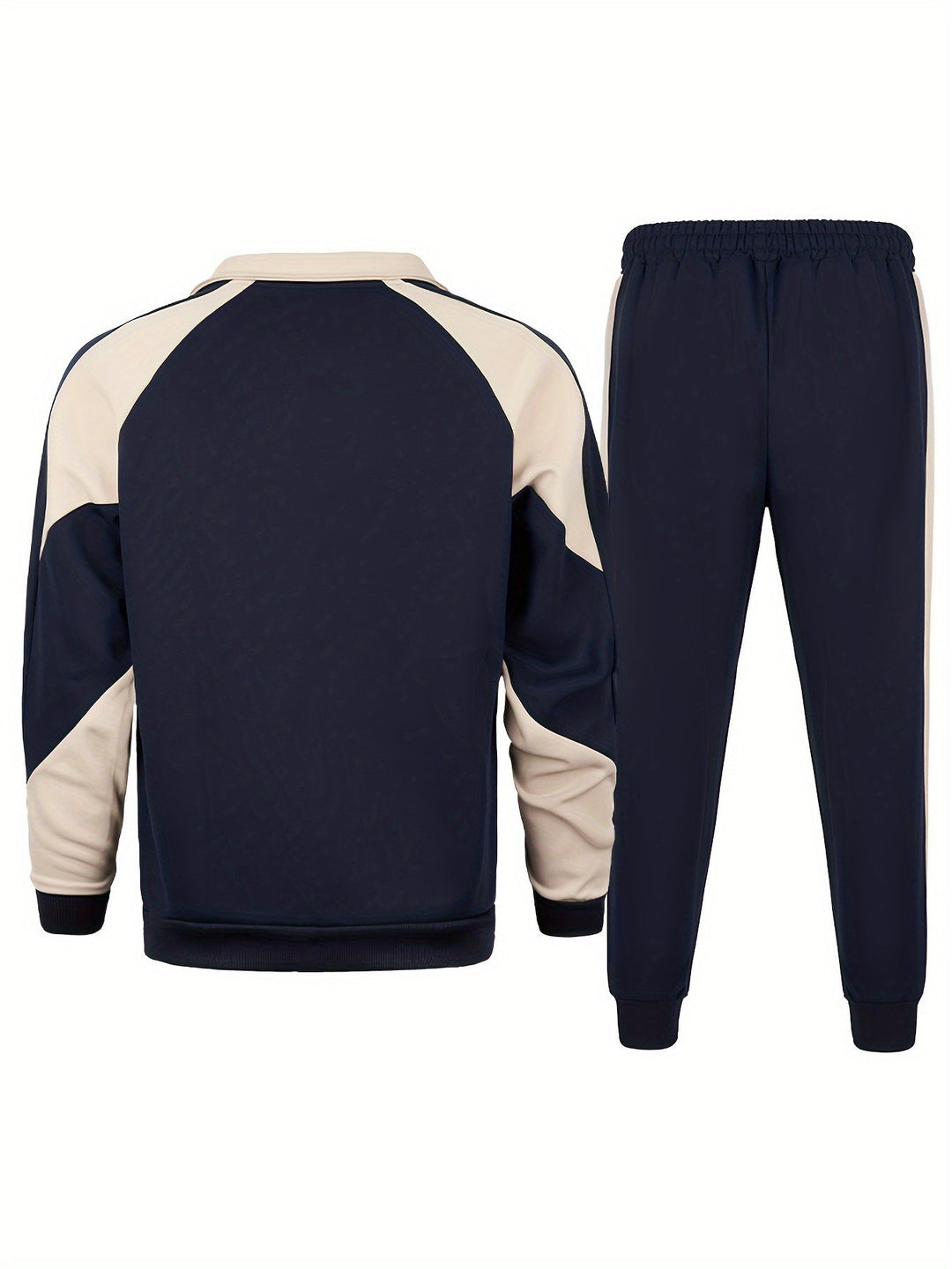 Casual Patchwork Tracksuit Jacket and Pants for Men | Ideal for All Seasons