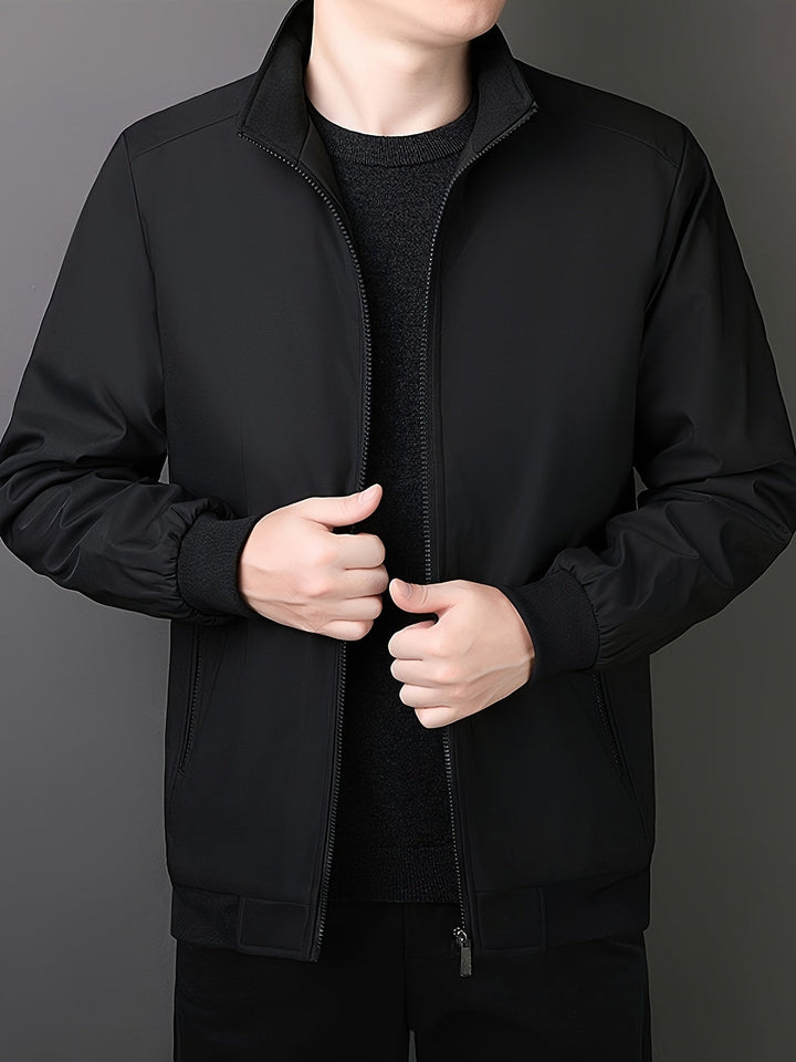 Casual Fleece-Lined Zip-Up Front Winter Jacket for Men | Ideal for Winter