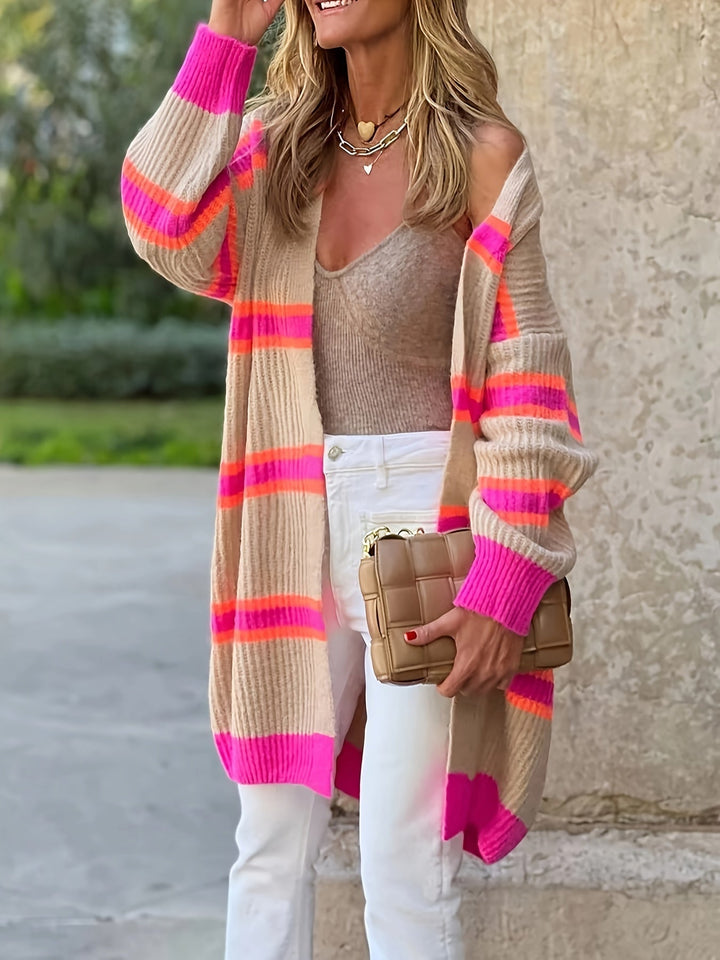 Casual Festive Winter Striped Wool Cardigan for Women | Ideal for Winter