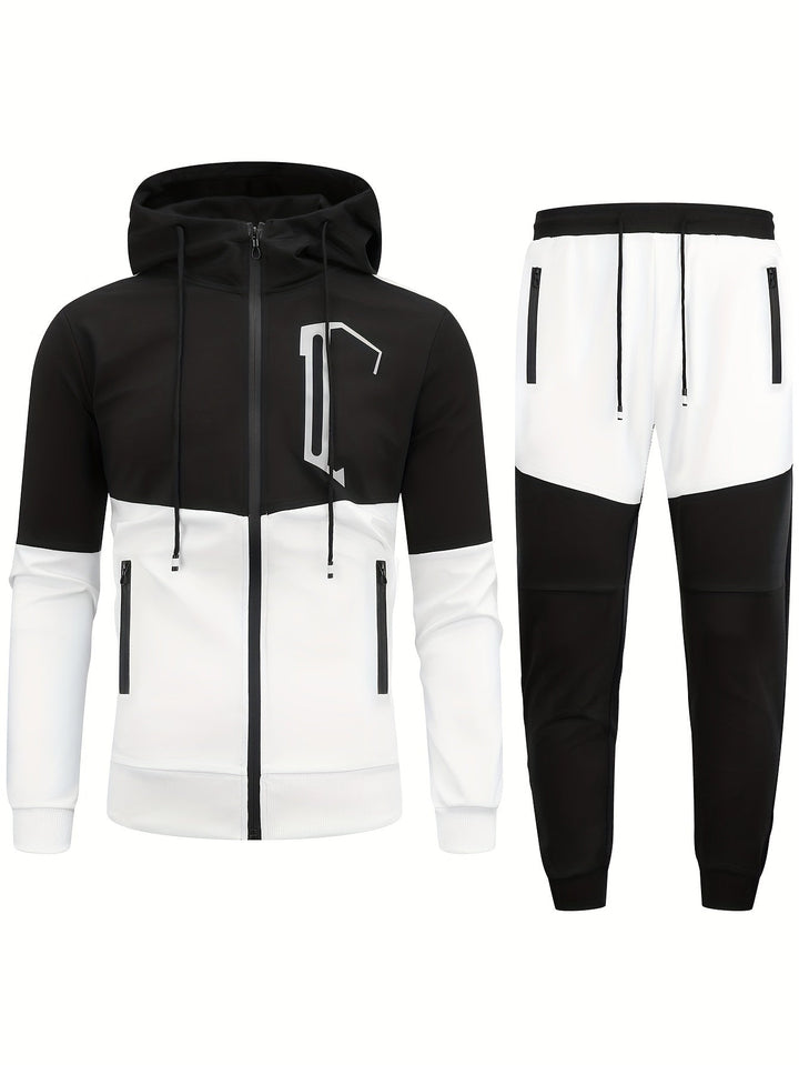 Casual Full Zip up Hoodie and Jogging Pants Tracksuit for Men | Ideal for Autumn