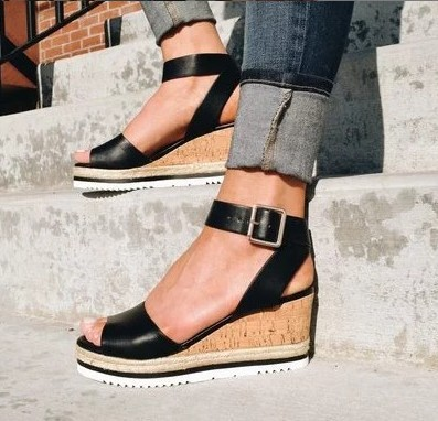 Athena - Sandals with Buckle Wedge Heels