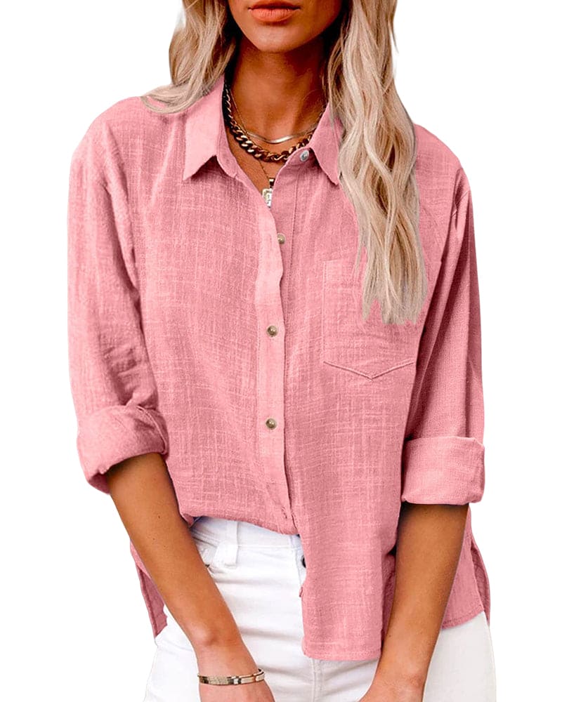 Chic Button Down Long Sleeve Linen Shirt | Perfect for Casual Days