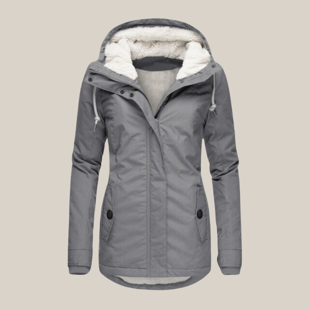 Women's Warm Fleece Hooded Winter Jacket with Zip | Ideal for Autumn/Winter