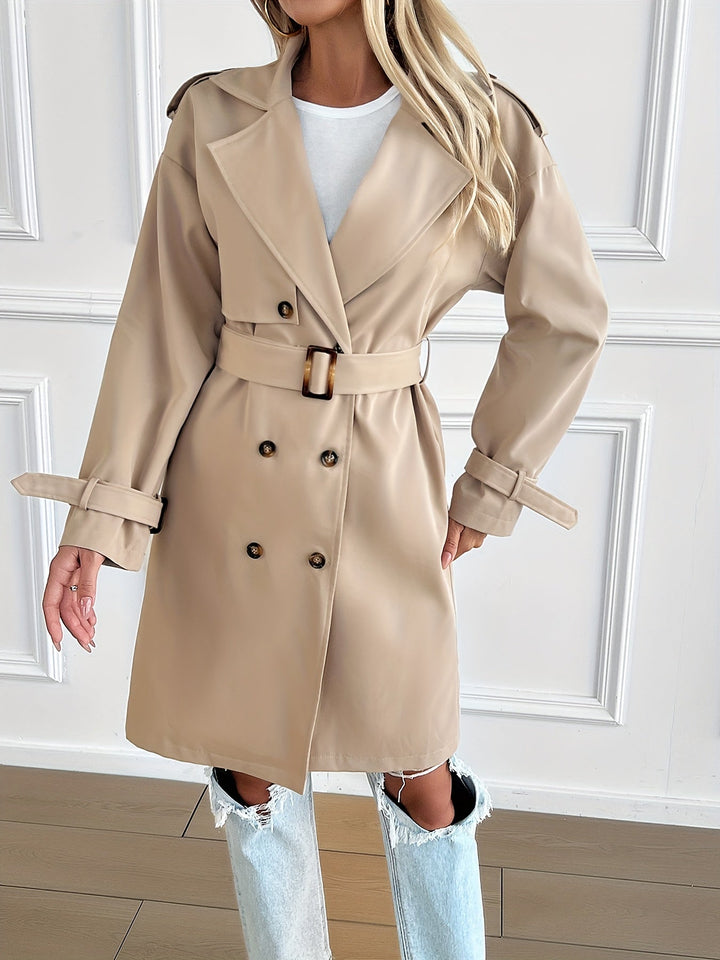 Elegant Belted Trench Coat with Long Sleeves for Women | Perfect for Everyday Wear