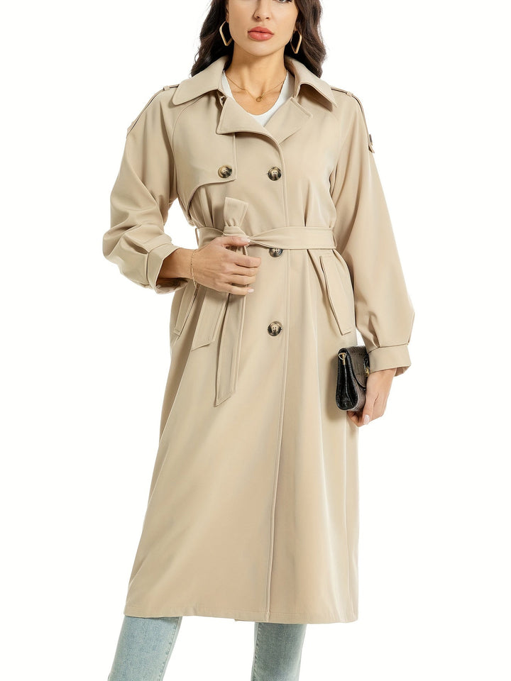 Women's Classic Long Trenchcoat with Double-Button Closure | Ideal for Autumn/Winter