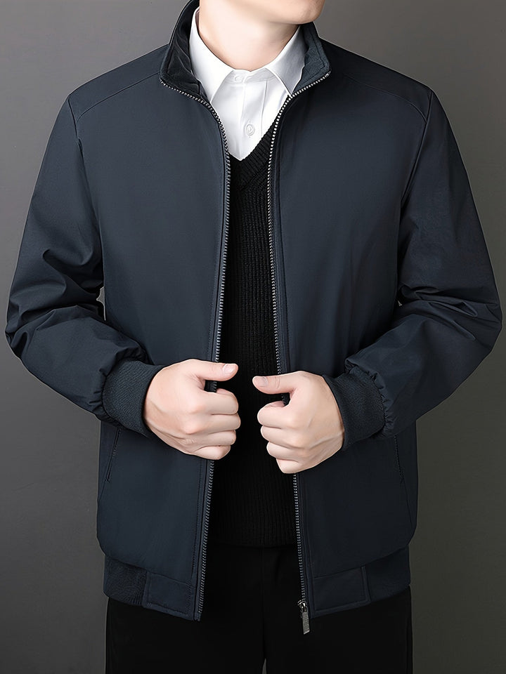 Casual Fleece-Lined Zip-Up Front Winter Jacket for Men | Ideal for Winter