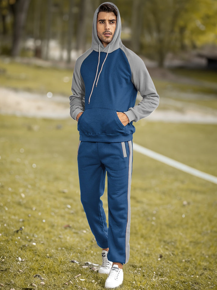 Classic Full Zip Long Sleeve Hoodie and Jogging Pants Tracksuit for Men | Ideal for Winter