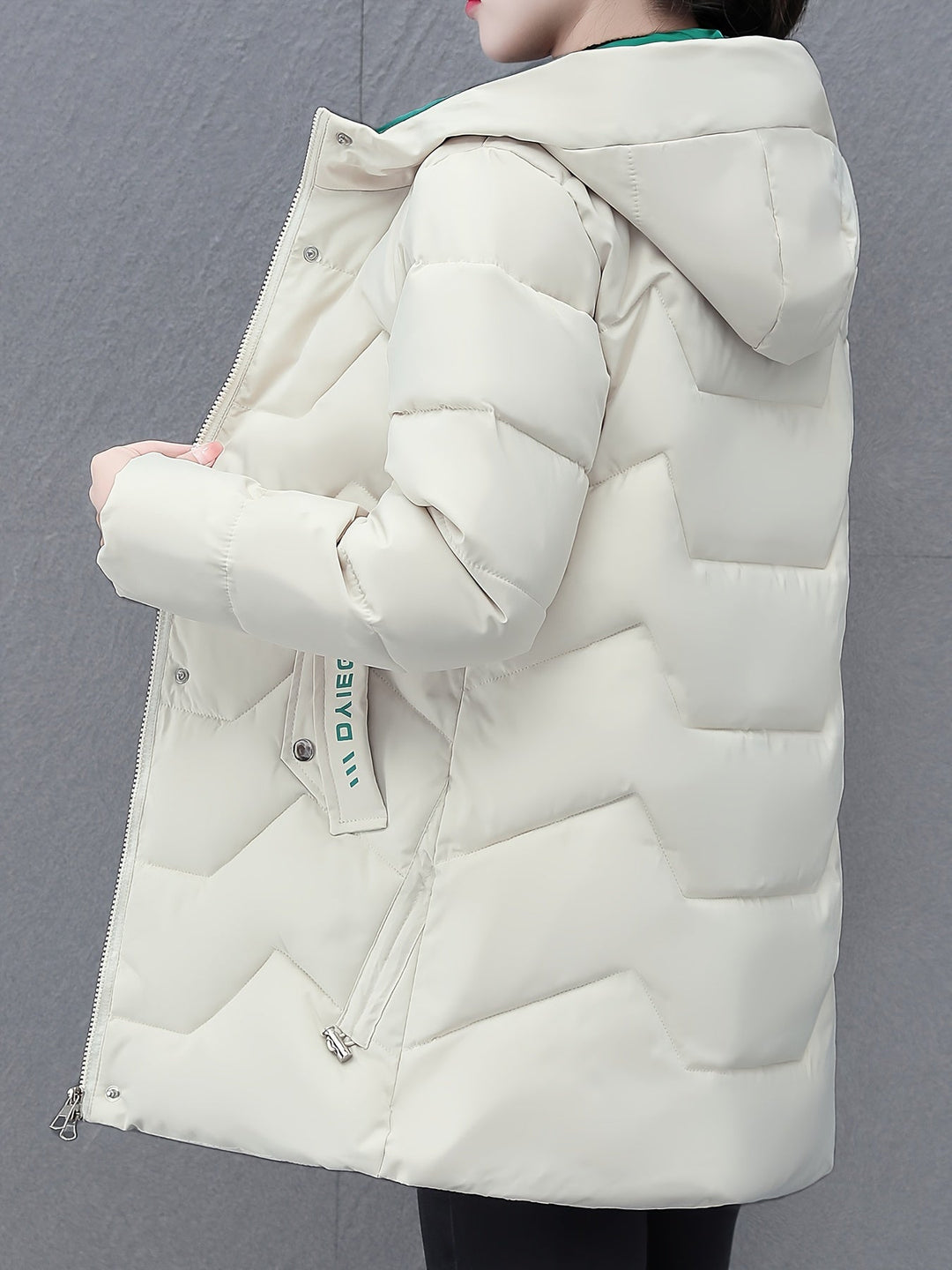 Casual Half-Long Puffer Winter Jacket with Hood for Women | Ideal for Winter