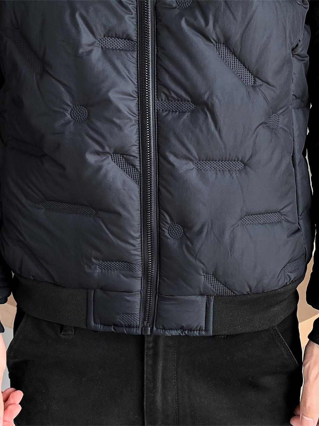 Casual Black Cotton Winter Jacket With Stand Collar And Zipper For Men | Ideal for Winter