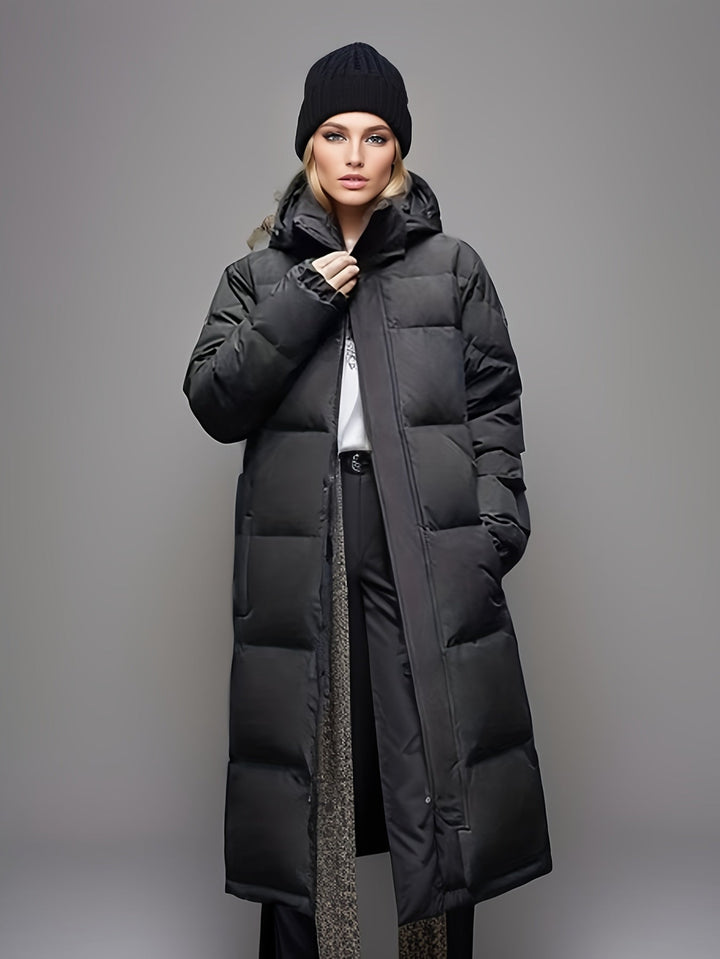 Women's Stylish Warm Long Padded Winter Down Coat with Hood | Ideal for Autumn/Winter