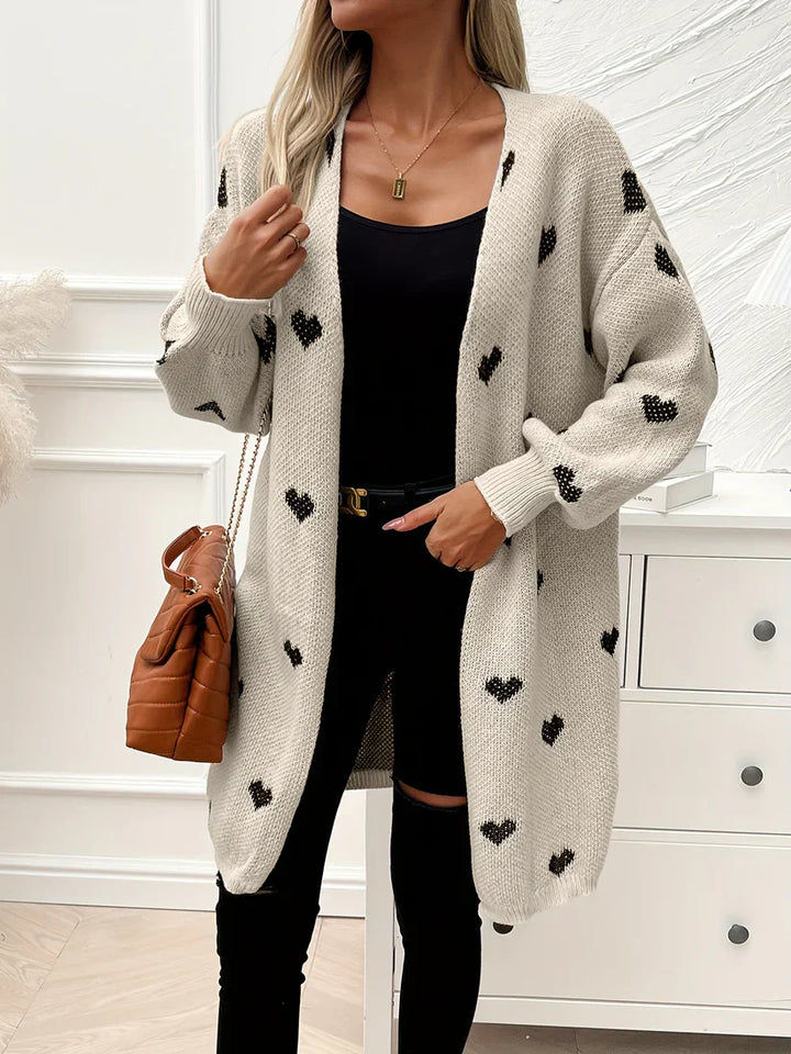 Stylish Heart Pattern Wool Knitwear Cardigan for Women | Ideal for Everyday Wear