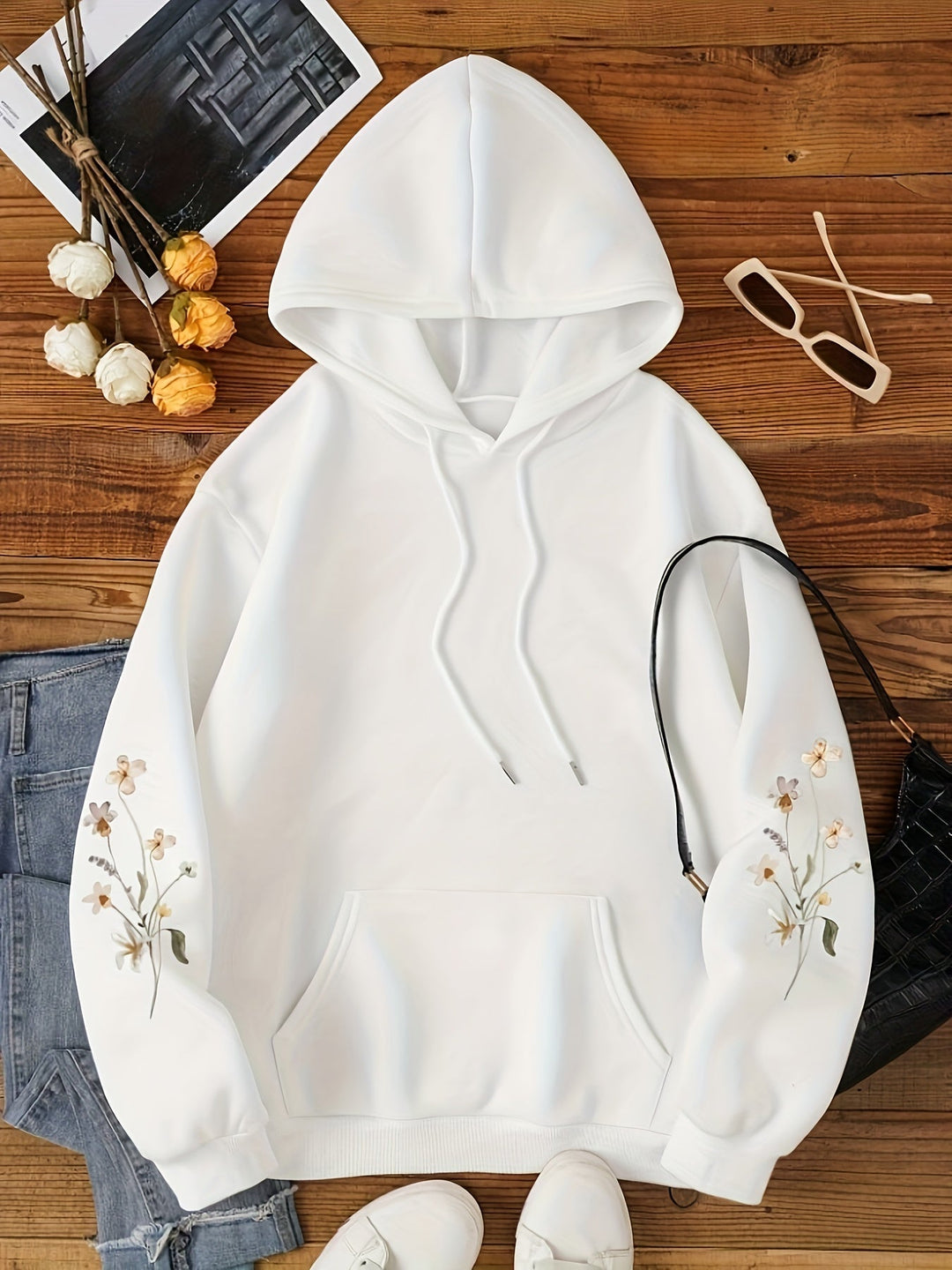 Elegant Fleece Pullover Hoodie with Backprint and Hood for Women | Perfect for Casual Days