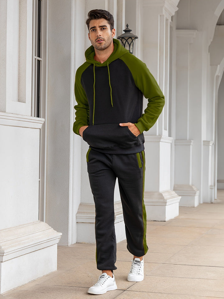 Classic Full Zip Long Sleeve Hoodie and Jogging Pants Tracksuit for Men | Ideal for Winter