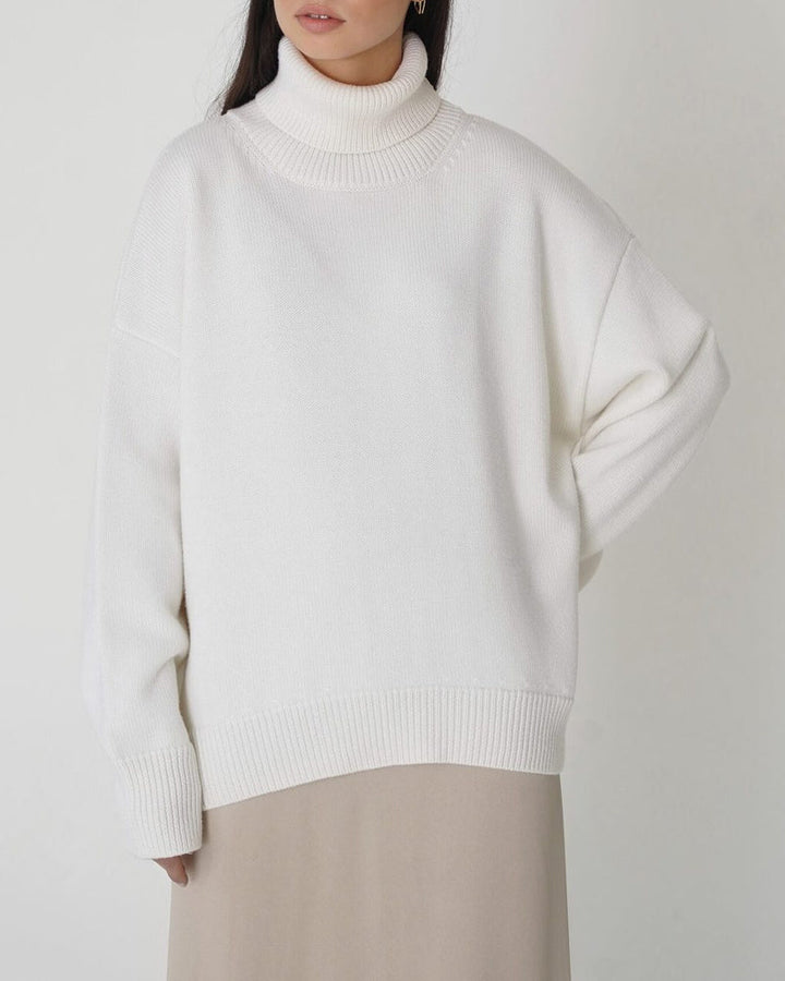 Elegant Oversized Cotton Turtleneck Sweater for Women | Perfect for Casual Days