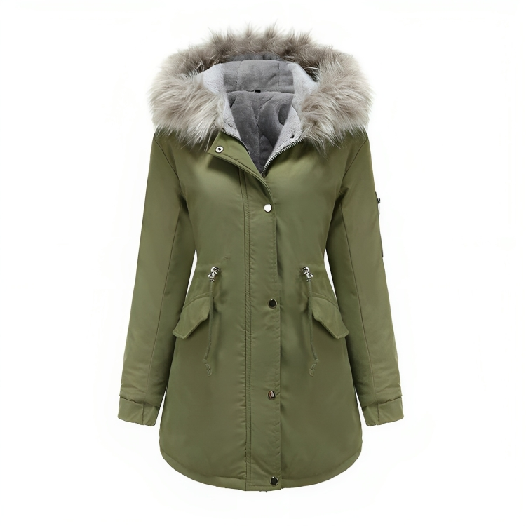 Classic Winter Parka Jacket with Fur Hood and Adjustable Waist for Women | Ideal for Winter