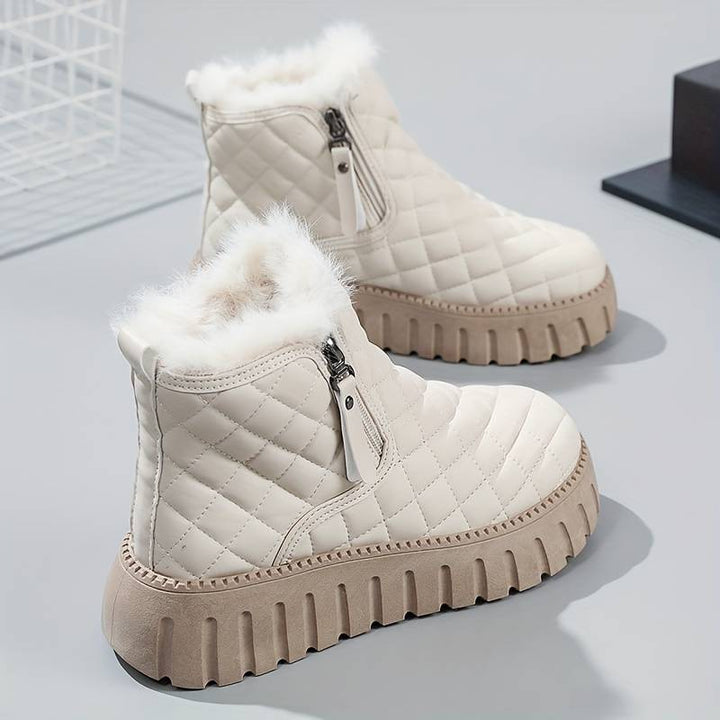 Casual Platform Ankle Boots with Zipper and Vegan Fur for Women | Ideal for Autumn