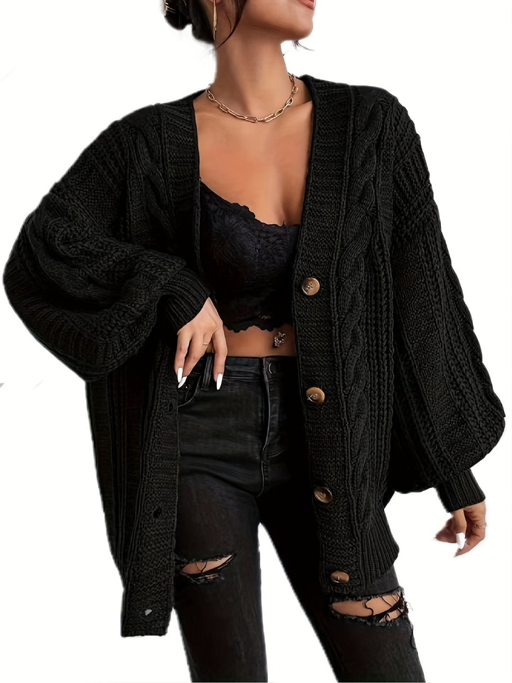 Stylish Warm Cable Knit Wool Cardigan Sweater for Women | Ideal for Winter