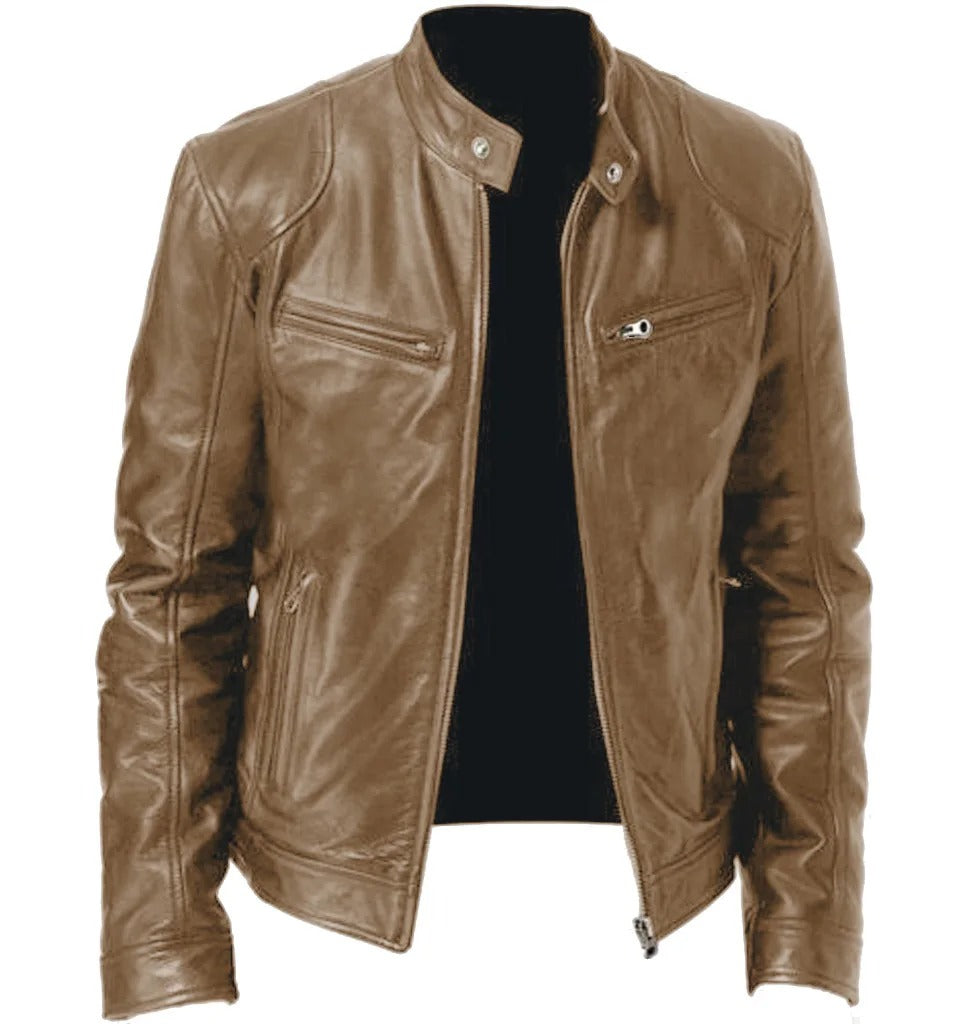 Casual Vegan Leather Jacket Casual Fit For Men | Ideal for Autumn