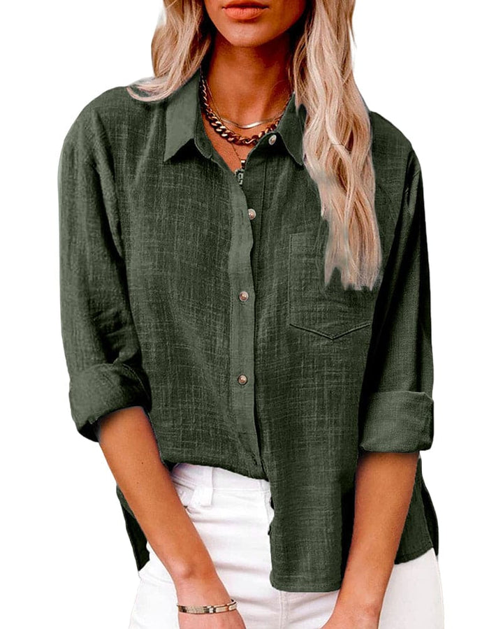 Chic Button Down Long Sleeve Linen Shirt | Perfect for Casual Days