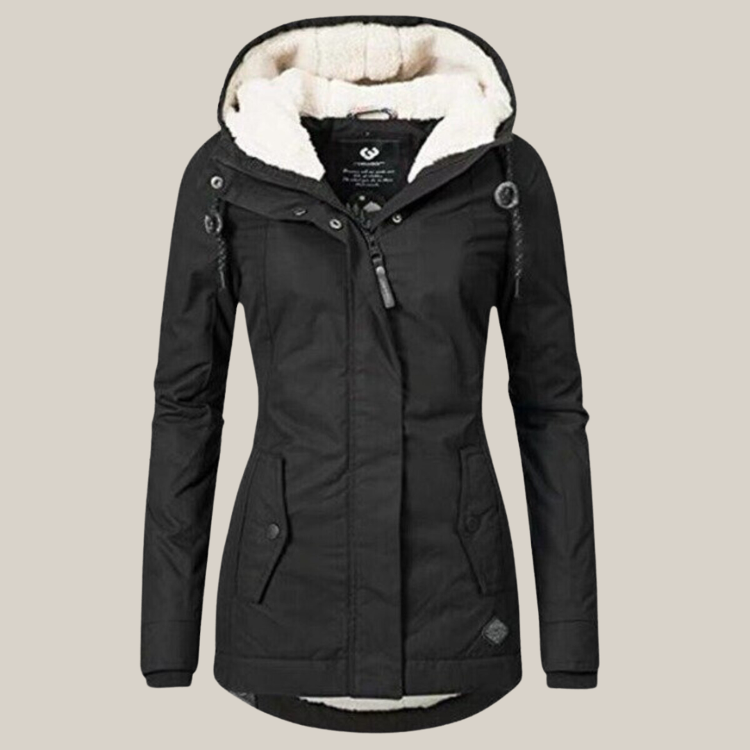 Women's Warm Fleece Hooded Winter Jacket with Zip | Ideal for Autumn/Winter