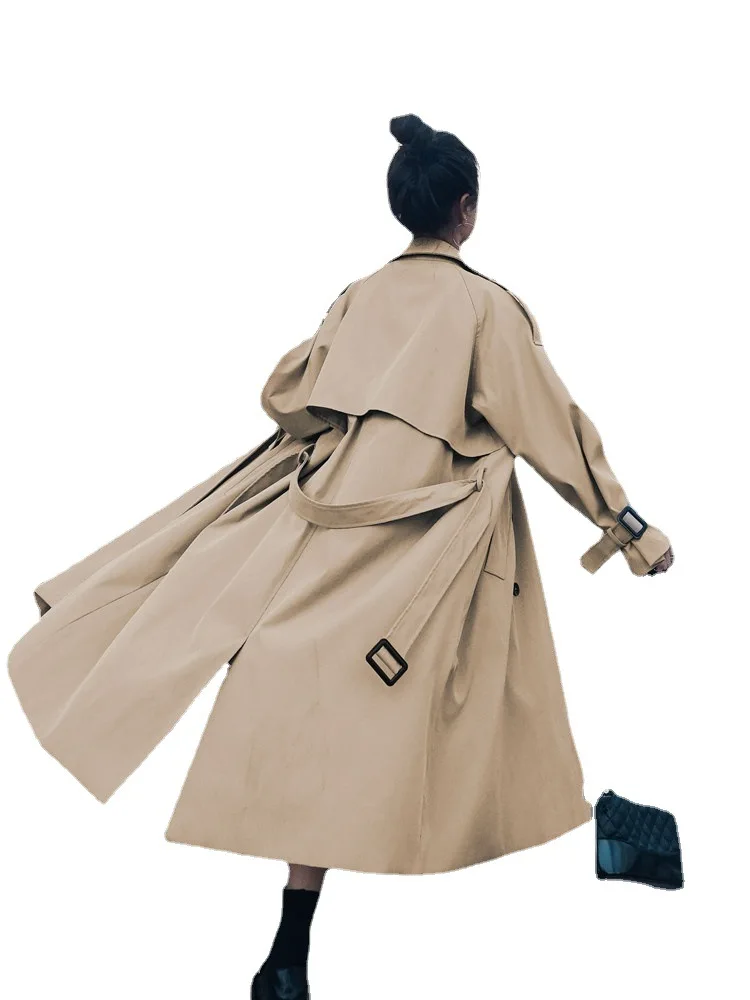 Women's Elegant Long Trenchcoat with Adjustable Belt and Puff Sleeves | Ideal for Autumn/Winter