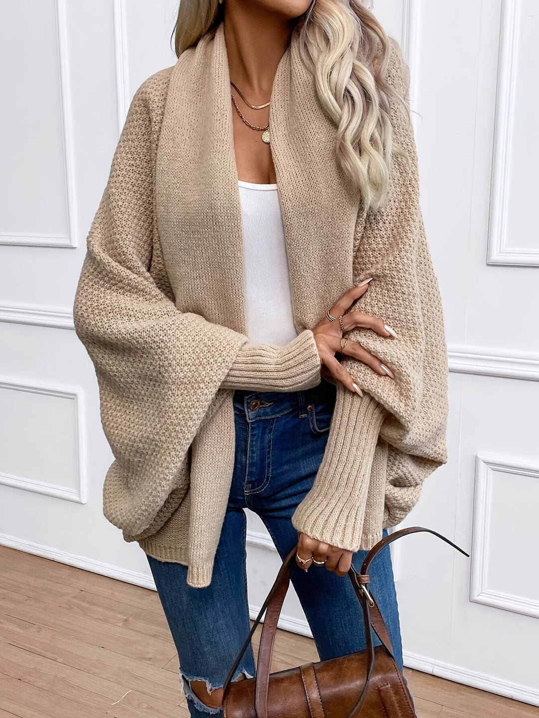 Elegant Warm Sleeve Cashmere Knitwear Cardigan for Women | Ideal for Winter