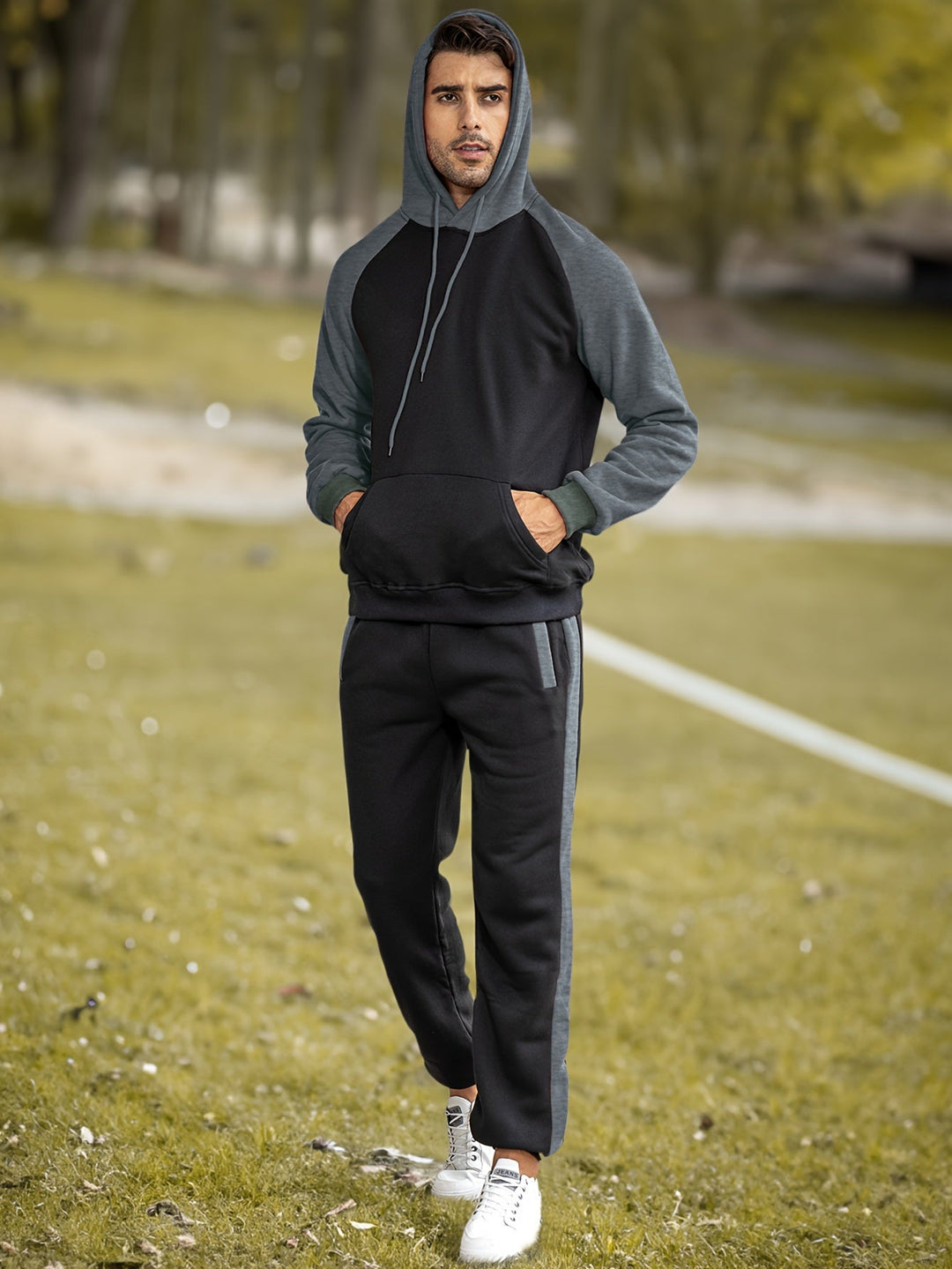 Classic Full Zip Long Sleeve Hoodie and Jogging Pants Tracksuit for Men | Ideal for Winter