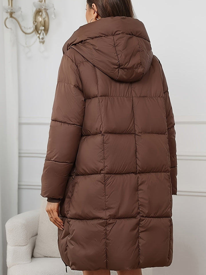 Women's Stylish Warm Puffer Winter Jacket with Hood and Zipper | Ideal for Winter