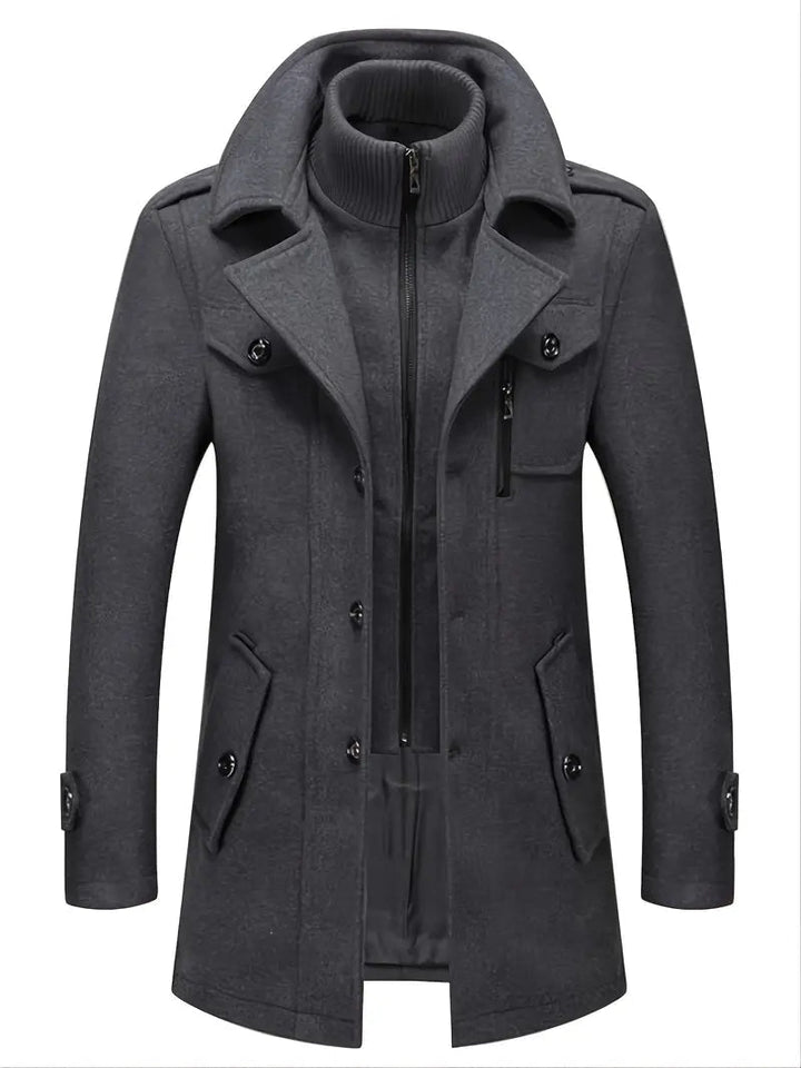 Casual Thick Woolen Coat With Zipper And Buttons For Men | Ideal for Winter