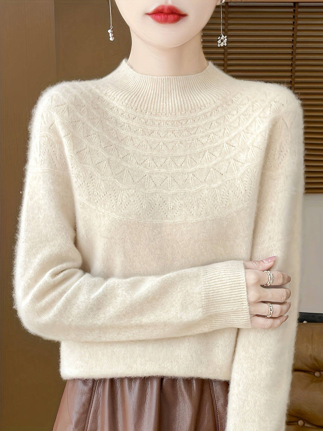 Casual Wool Knit Pullover Sweater for Women | Ideal for Winter