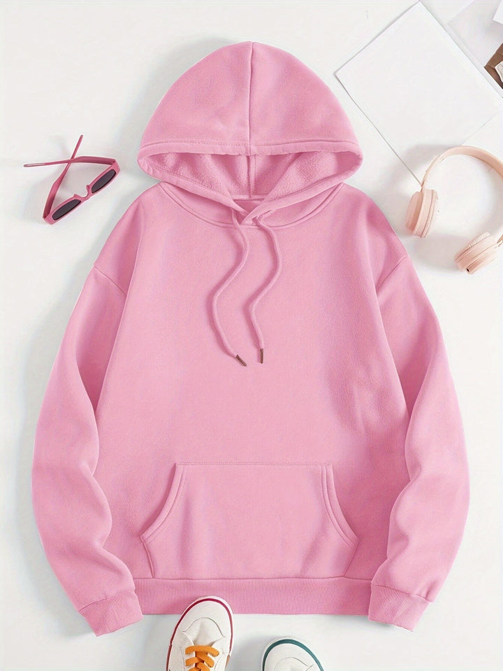 Elegant Fleece Pullover Hoodie with Hood and Backprint for Women | Perfect for Casual Days