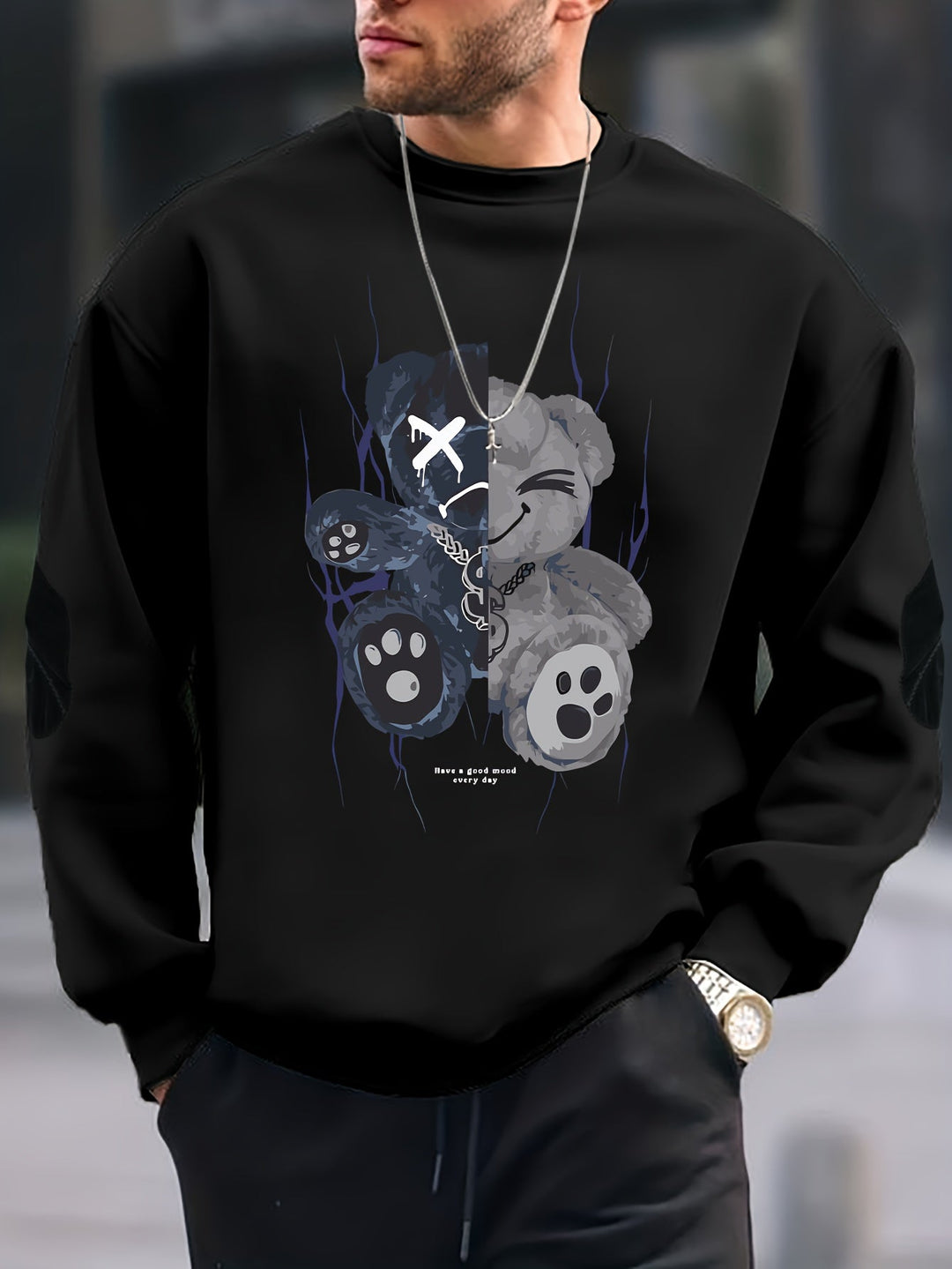 Casual Fashion Crew Neck Cotton Pullover Sweatshirt for Men | Perfect for Casual Days