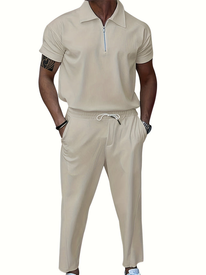 Casual Stylish Zipped Cotton Tracksuit with Breathable Comfy Pants for Men | Ideal for Spring