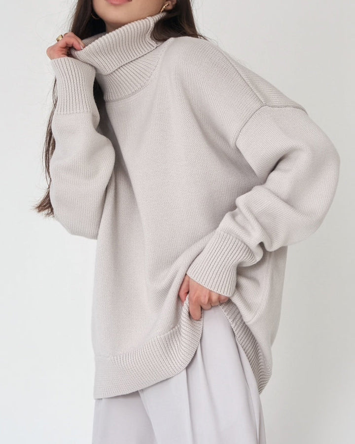 Elegant Oversized Cotton Turtleneck Sweater for Women | Perfect for Casual Days