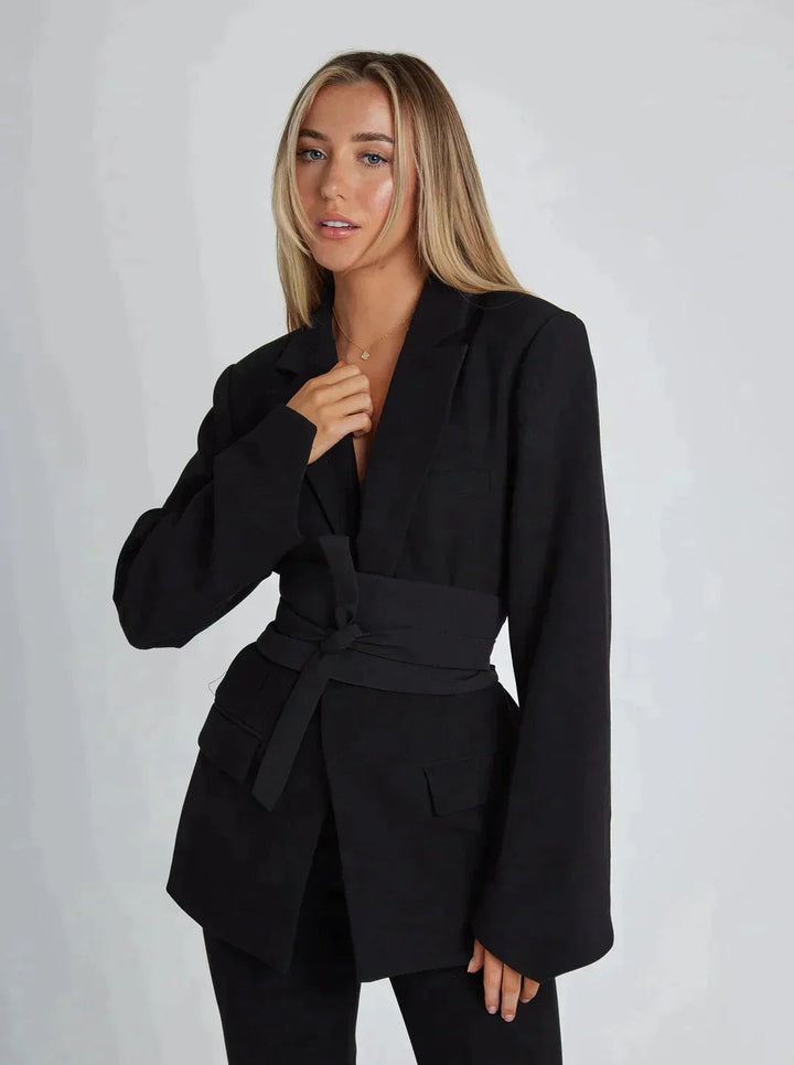 Chic Formal Blazer with Belt | Ideal for Autumn and Formal Occasions