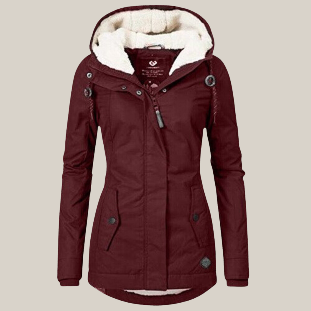 Women's Warm Fleece Hooded Winter Jacket with Zip | Ideal for Autumn/Winter