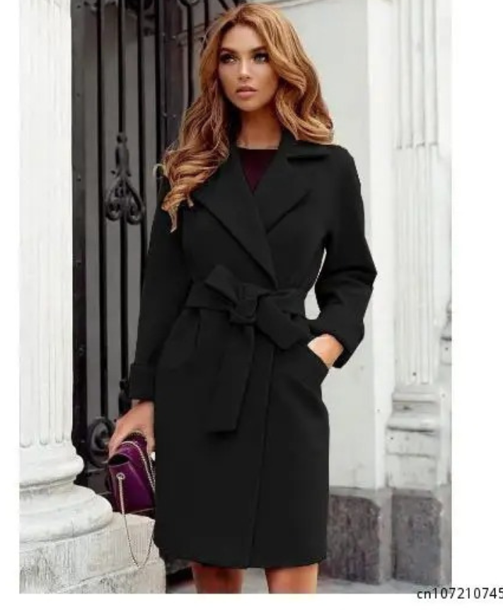 Women’s Stylish Petite Trench Coat with Belt and Lapel Collar | Ideal for Autumn/Winter